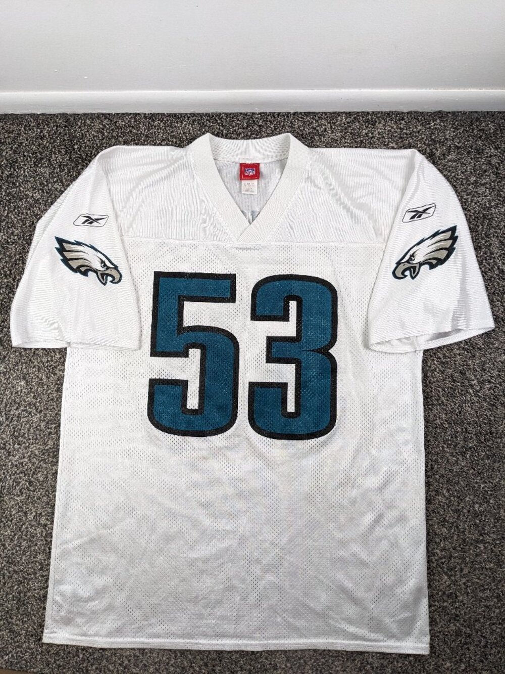 Vintage Philadelphia Eagles Hugh Douglas Jersey Reebok White Mens Large